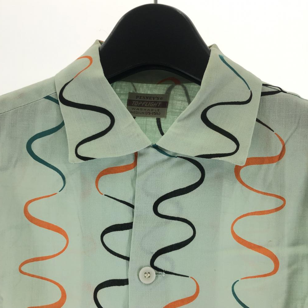 【中古】50s PENNEY'S TOPFLIGHT オープンカラーシャツ サイズM グリーン ヴィンテージ ペニーズ トップフライト [240017624820]の画像4