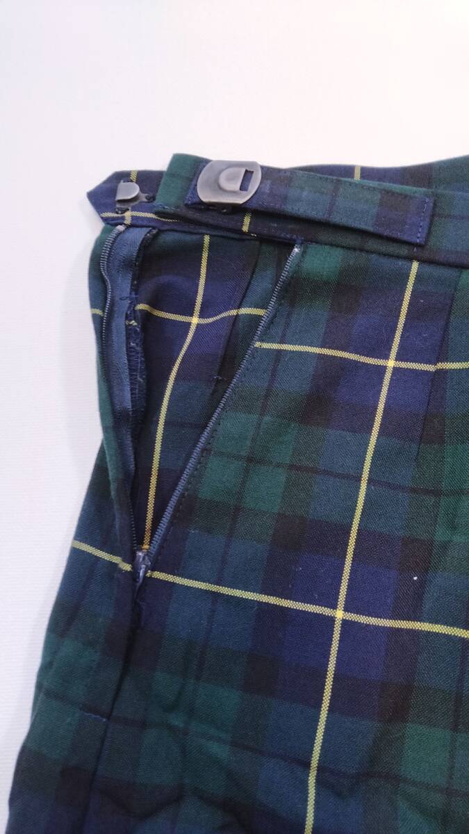 ■■ｓ722 特大サイズミニスカート 丈35ｃｍ 緑×青チェック 半袖オーバーブラウス 制服 上下２点セット ■■の画像5