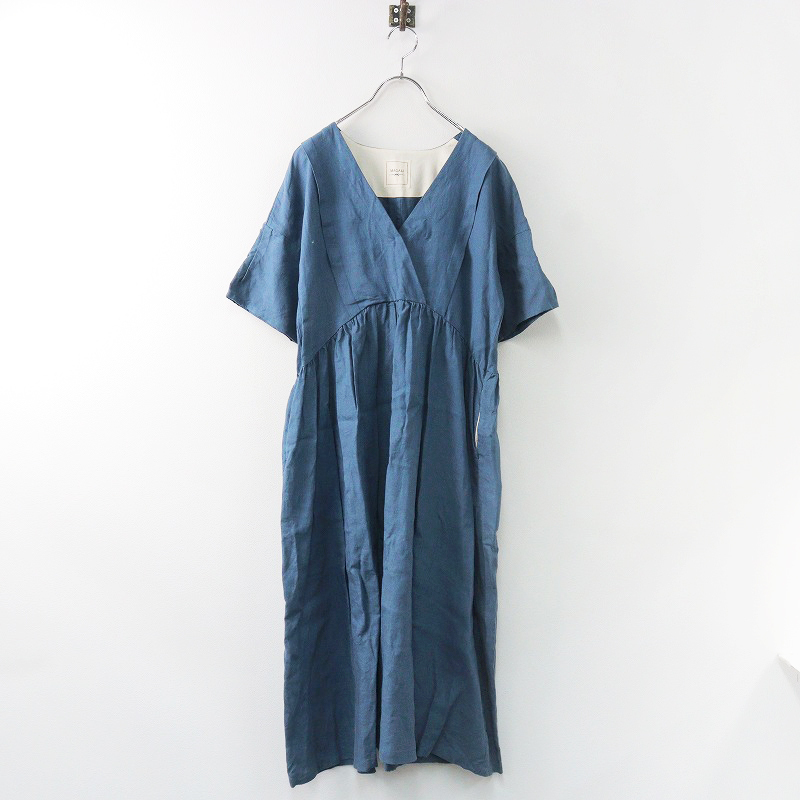 マガリ MAGALI カシュクール風 リネンワンピース /ブルー系 麻 ドレス 日本製【2400013859912】_画像1