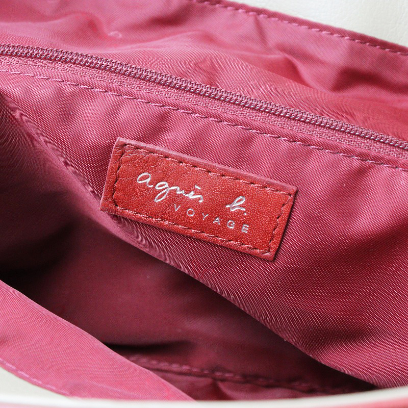  Agnes B boya-juagnes b. VOYAGE leather tote bag / red handbag [2400013859097]