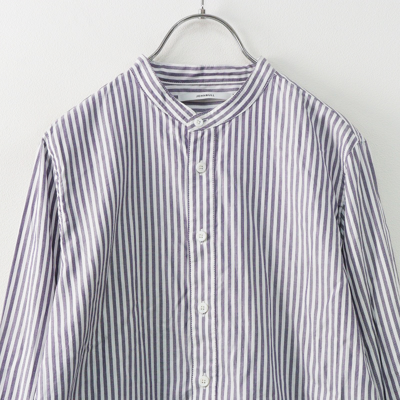  Johnbull Johnbull Classic stand-up collar shirt F/ purple series tops blouse stripe [2400013869492]