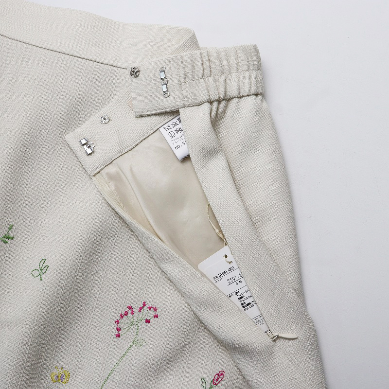 大きいサイズ ローズティアラ Rose Tiara 線刺繍フレアスカート 46/オフホワイト ボトムス【2400013871648】の画像5