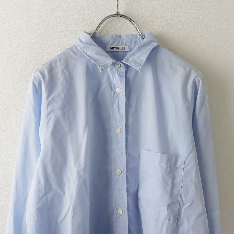 2021SS ドゥーズィエムクラス Deuxieme Classe EVERYDAY I LIKE. wash シャツ/サックスブルー ブラウス ワイヤー襟【2400013866736】_画像3