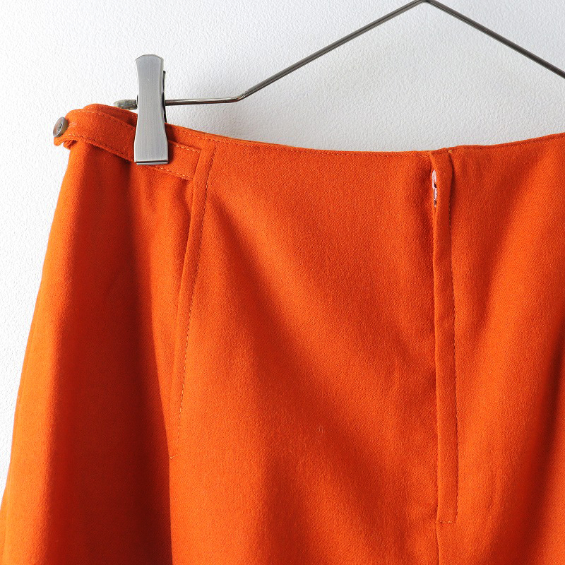 美品 大きいサイズ キース KEITH ウールボックスプリーツスカート 42/オレンジ フレア【2400013865456】の画像5