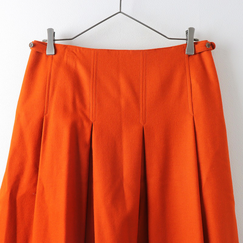 美品 大きいサイズ キース KEITH ウールボックスプリーツスカート 42/オレンジ フレア【2400013865456】の画像3