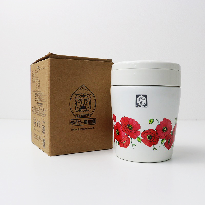  unused Tiger TIGER thermos bottle stainless steel cup soup cup 0.30L/ poppy white floral print [2400013835206]