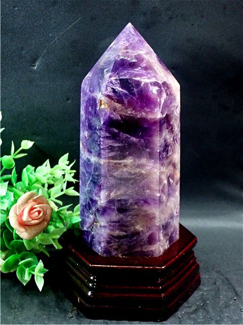 1093g 天然～愛の守護石～夢幻紫水晶アメジスト六角柱179G2-124G14D_画像3