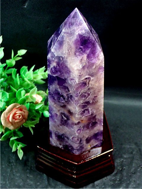 1093g 天然～愛の守護石～夢幻紫水晶アメジスト六角柱179G2-124G14D_画像4