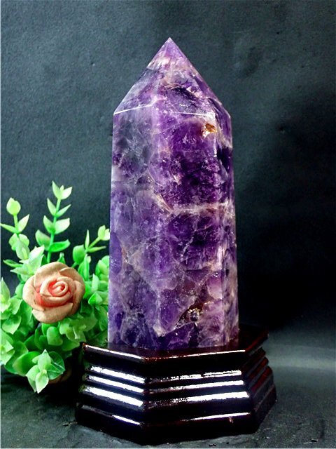 1093g 天然～愛の守護石～夢幻紫水晶アメジスト六角柱179G2-124G14D_画像2