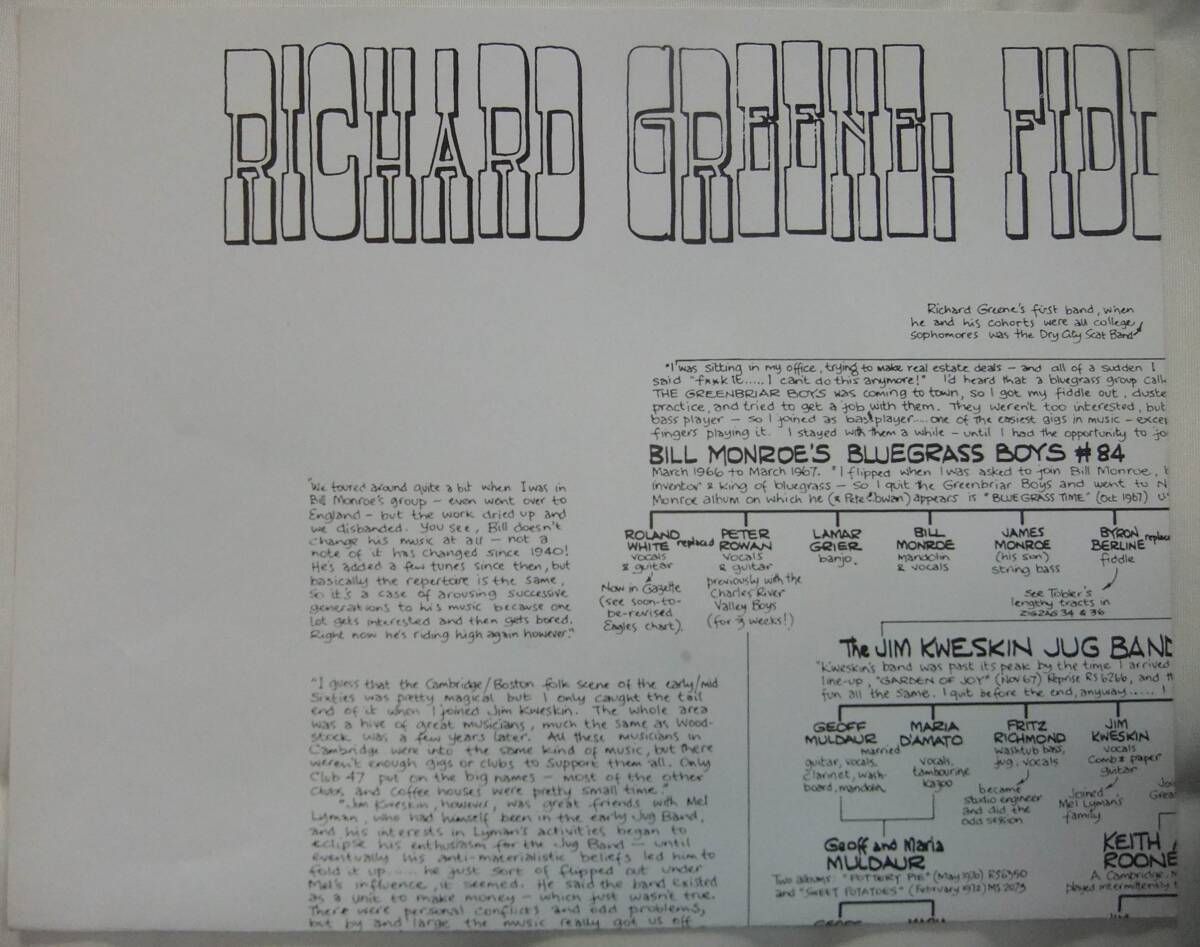 Muleskinner / Muleskinner / '74US Warner Bros. Records / 初盤オリジナル / Promo copy / Richard Greene人脈図付き_Richard Greeneの人脈図付き