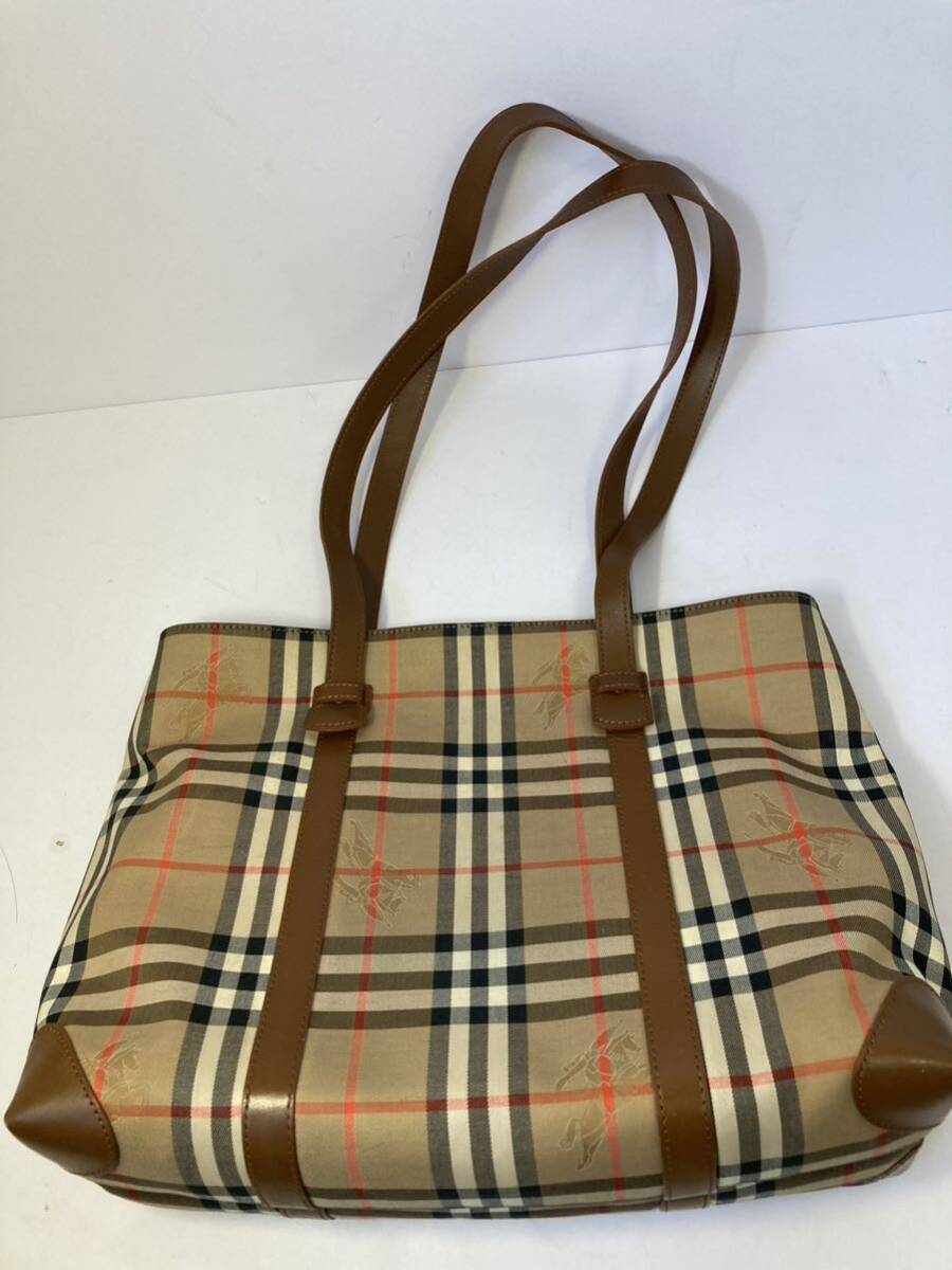 BURBERRY バーバリー トートバッグ ノバチェック シャドーホース レザー ベージュ 現状品　送料無料_画像2