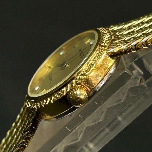 EDc049Y06 クォーツ RADO ラドー 133.5301.2 ゴールドカラー文字盤 4P石付き レディース腕時計の画像4