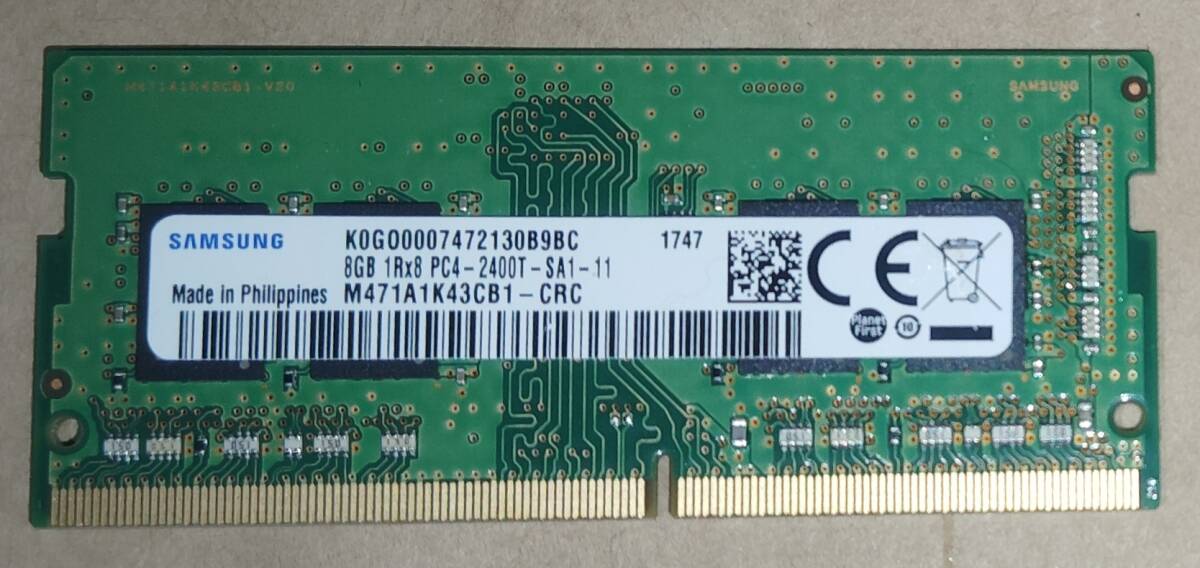 ★1円～★ご希望枚数【正常動作品/ジャンク扱】8GB ノートパソコン メモリ 増設 サムスン M471A1K43CB1-CRC DDR4 2400MHz (PC4-19200)_画像1