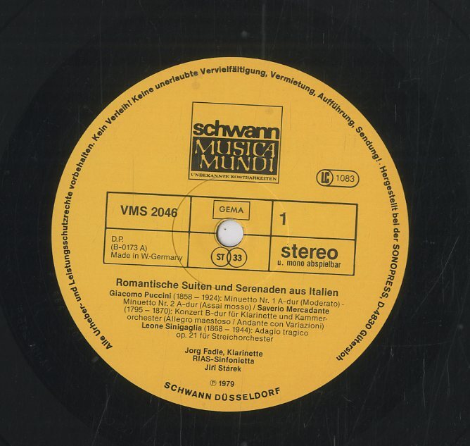 A00505191/LP/イェルク・ファトレ(Cl)/イルジー・スターレク(指揮)「Romantische Suiten Und Serenaden Aus Italien (1979年・VMS-2046)の画像3
