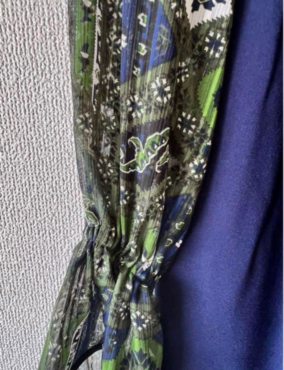 Mame Kurogouchi Stained glass sleeve dress Green Blue