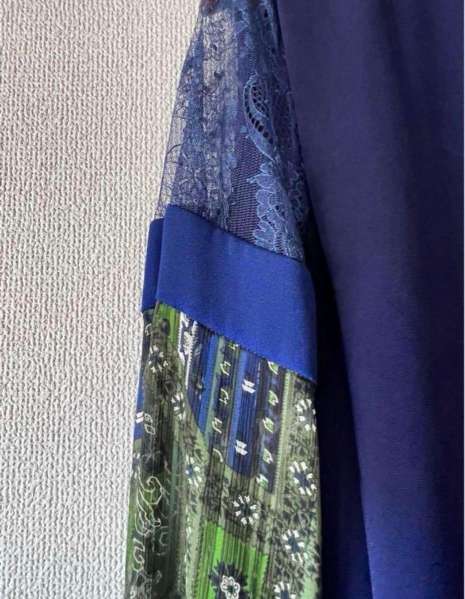 Mame Kurogouchi Stained glass sleeve dress Green Blue