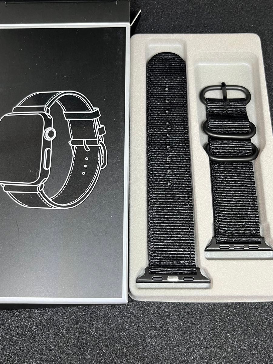 Apple Watch Bandナイロンバンド ブラック 新品  42〜45mm箱付　 黒 スマートウォッチ
