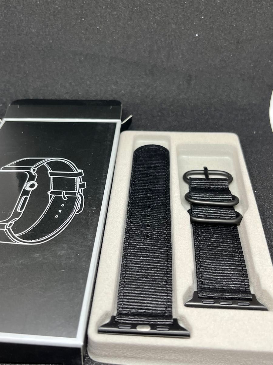 Apple Watch Bandナイロンバンド ブラック 新品  42〜45mm箱付　 黒 スマートウォッチ