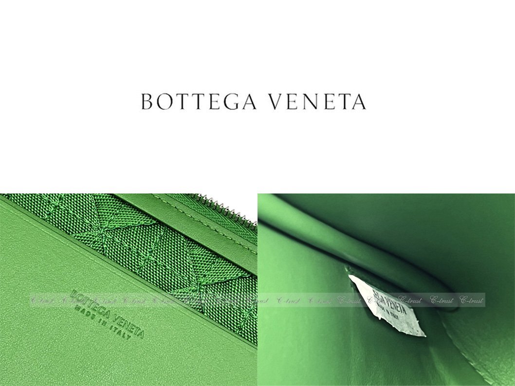 J809.. BOTTEGA VENETA ボッテガ ヴェネタ トラベル マルチケース 収納 イントレ ウェビング カーフ イタリア製 ★ 3715 GRASS × LAWN_画像9