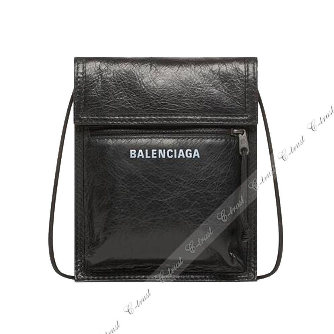 K855.. BALENCIAGA バレンシアガ BAG ショルダーバッグ EXPLORER SMALL POUCH ストラップ レザー ロゴ イタリア製 ★ 1000 ブラック_画像2