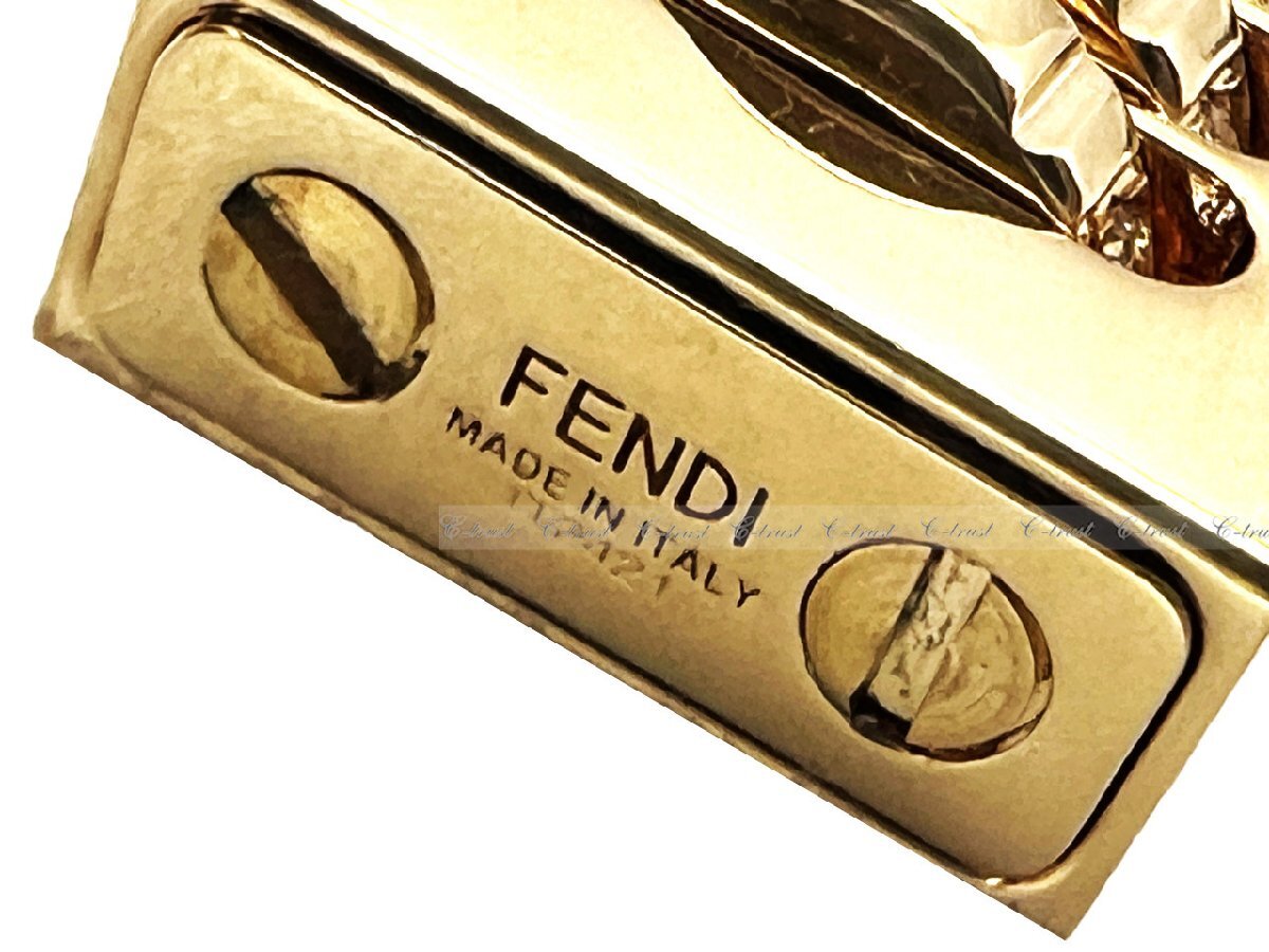 K570.. FENDI フェンディ イヤリング ピアス O’Lock ストーン ロゴ レディース イタリア製 8AH3496GXF161W ★ ゴールド_画像8