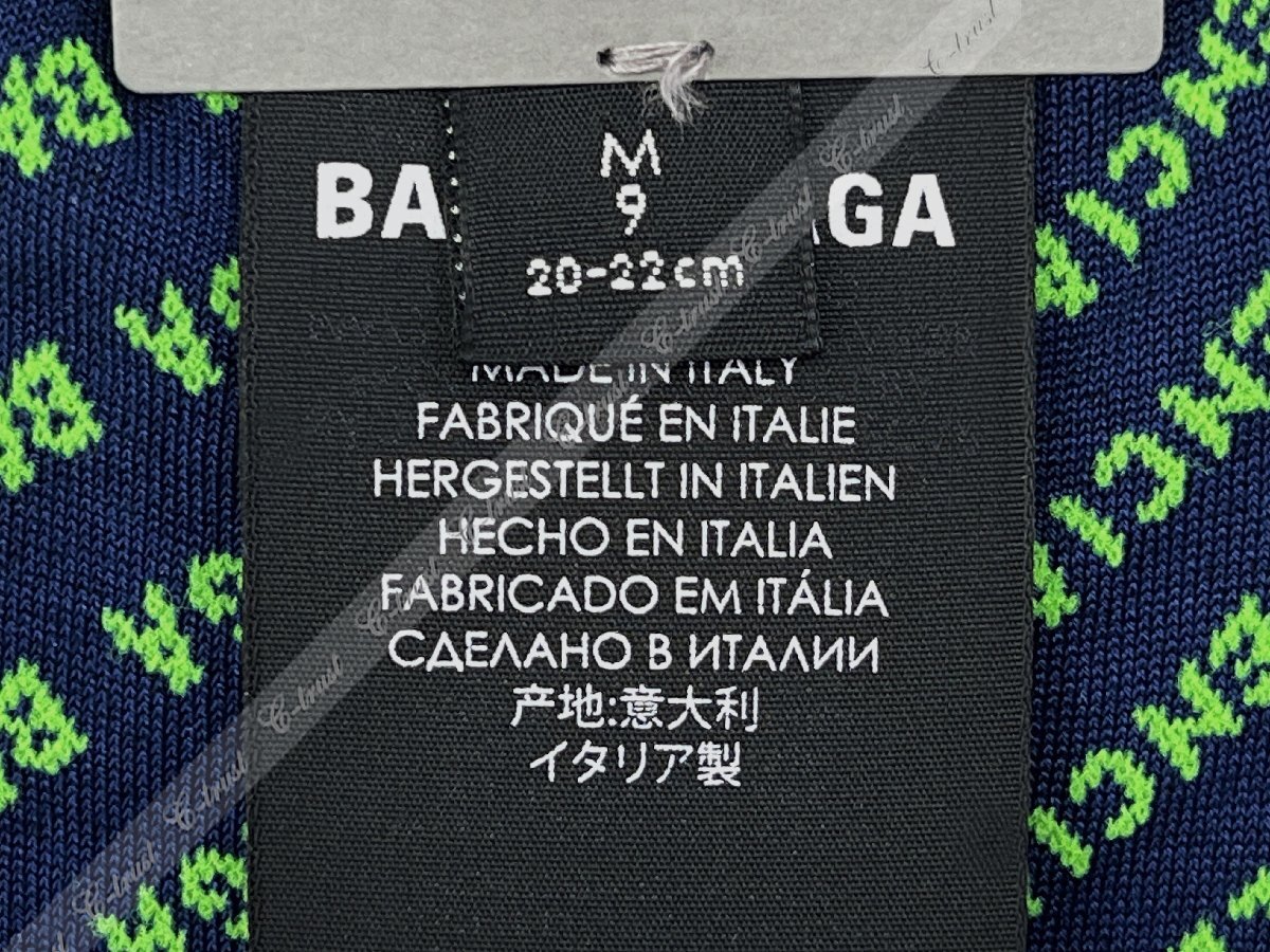 K882-M9.. BALENCIAGA バレンシアガ スポーツ ソックス 靴下 ロゴ ★ 4067 NAVY × GREEN_画像7