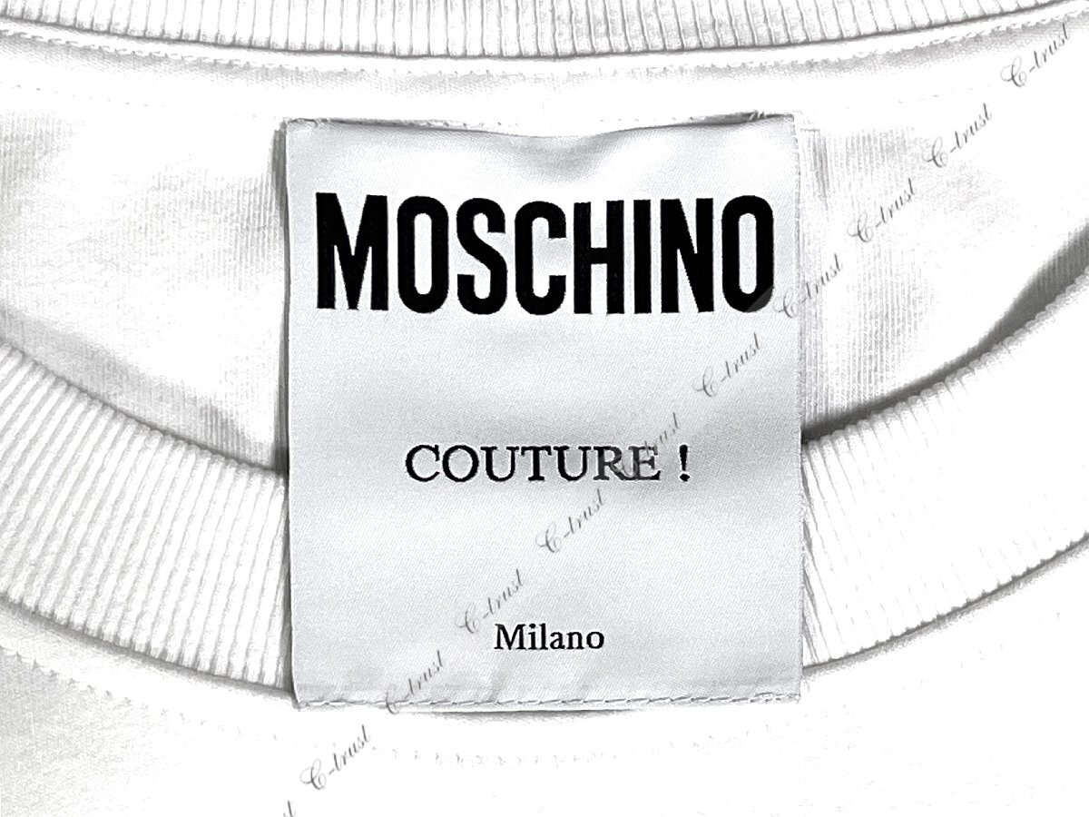 K134-40.. MOSCHINO モスキーノ ワンピース ビッグシルエット ロングTシャツ コットン スウェット生地 ロゴ イタリア製 ★ ホワイト_画像6