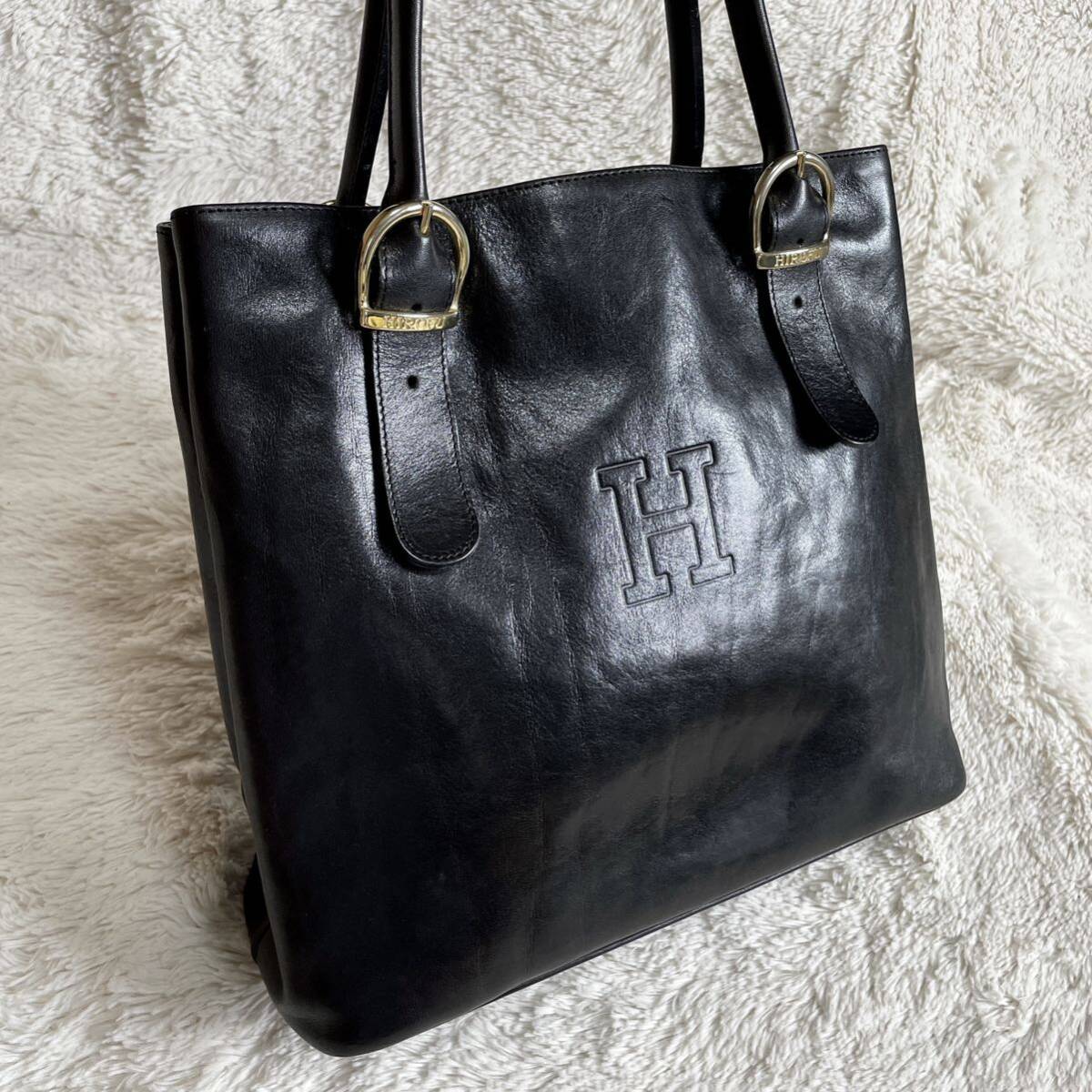 美品 HIROFU トートバッグ オールレザー 金 黒 ショルダーバッグ 美品 HIROFU トートバッグ オールレザー 金 黒 ショルダーバッグ