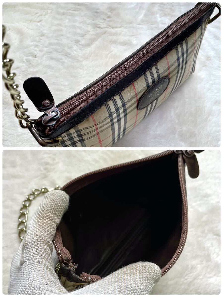 希少 BURBERRY ノバチェック チェーン ショルダーバッグ レザー 希少 BURBERRY ノバチェック チェーン ショルダーバッグ レザー