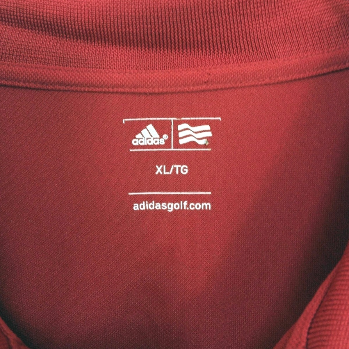 adidas アディダス Audi sports アウディスポーツ 半袖ポロシャツ 刺繍 ワンポイントロゴ レッド系 メンズ XLサイズの画像4