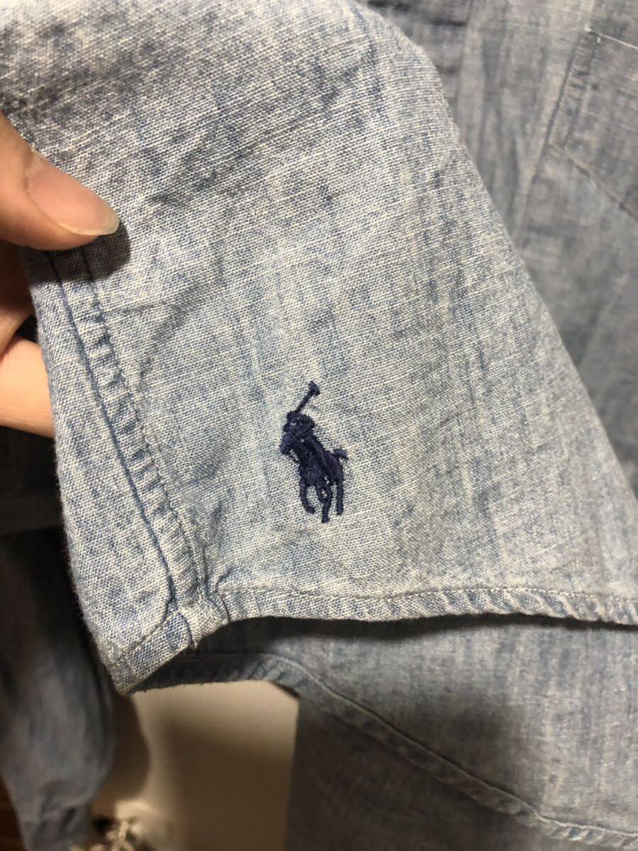 裾ポニー ★ POLO RALPH LAUREN ポロラルフローレン BEAMS ビームス THE BIG FIT デニムシャツ 長袖 サイズL ライトブルー　FK_画像3