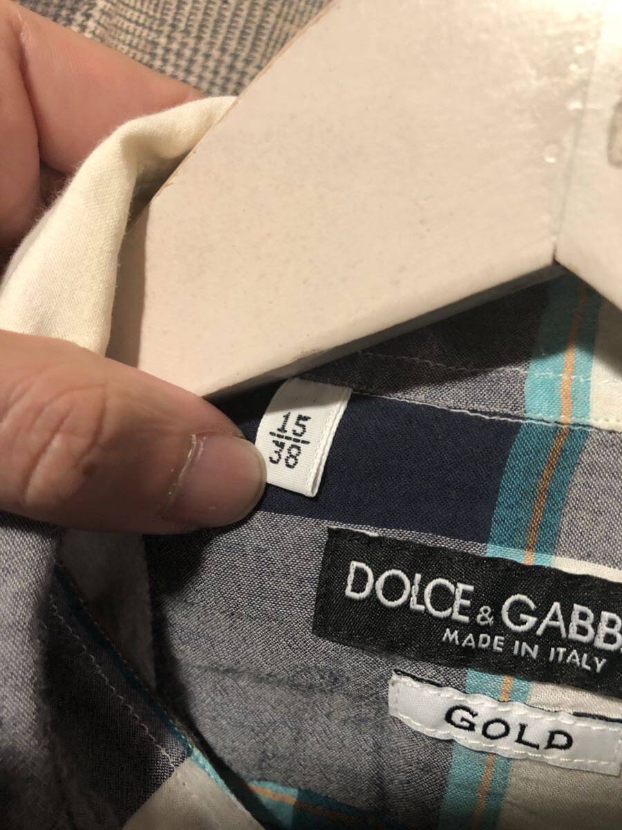 DOLCE & GABBANA ドルチェ&ガッパーナ チェック 長袖シャツ G5AK9T/FQ5GD サイズ38 ブルー　FK_画像3