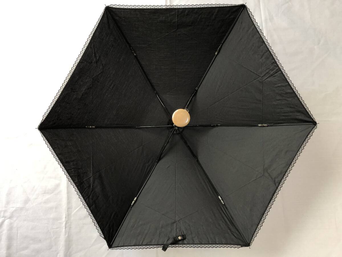 晴雨兼用傘 折たたみ傘 レディース 日傘 雨傘 花柄プリント縁レース 新品 黒の画像4
