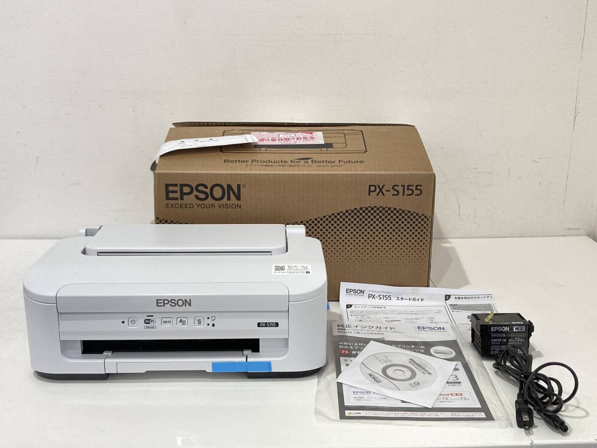 2405218 エプソン EPSON プリンター A4 モノクロ ビジネスインクジェット PX-S155 箱付き ホワイト_画像1