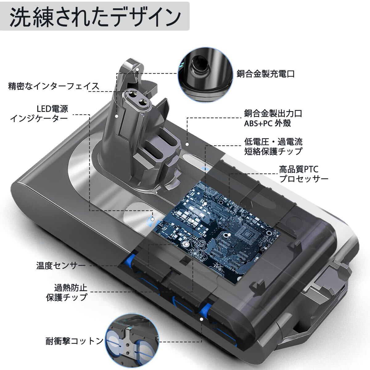 ダイソン V10 SV12 バッテリー 掃除機交換バッテリー 4500mAh 25.2V 互換 Dyson V10 Animal V10 Absolute V10などV10全シリーズ掃除機対応の画像5