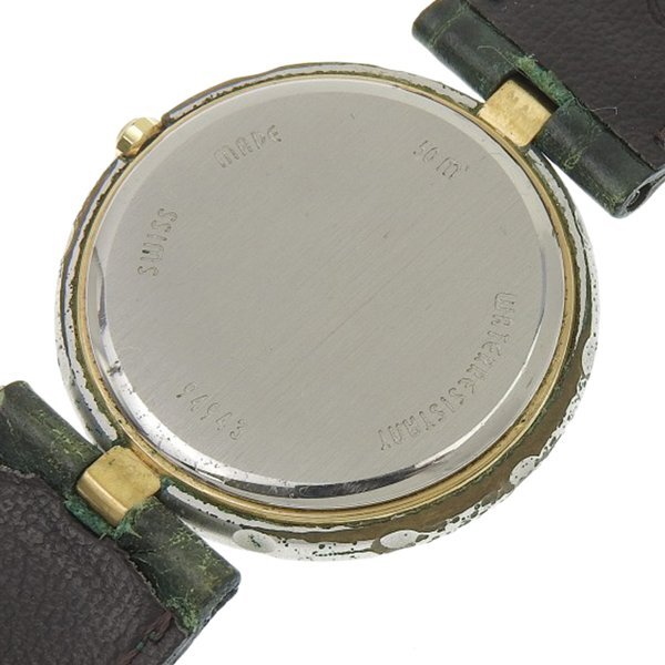 1円 稼働 モーリスラクロア MAURICE LACROIX クオーツ デイト ゴールド文字盤 SS×レザー ボーイズ 腕時計の画像5