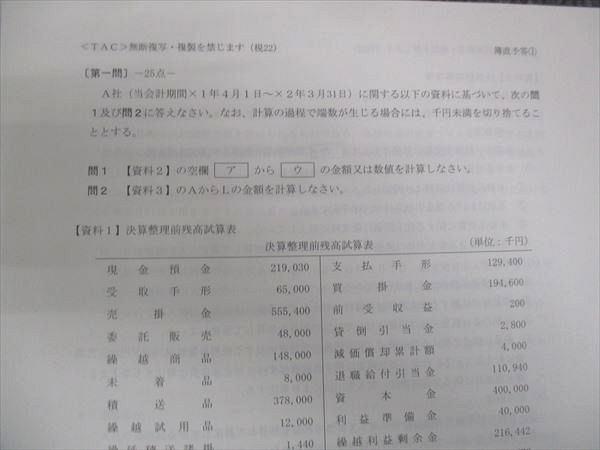 WN28-103 TAC 税理士講座 簿記論 直前予想答練 第1回/2/3 未使用 2021 計3冊 10m4D_画像4