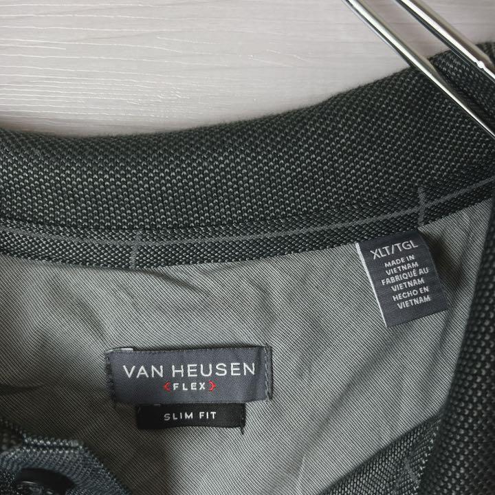 アメカジ　VAN HEUSEN ブロックチェック　半袖ポロシャツメンズ古着XL_画像4