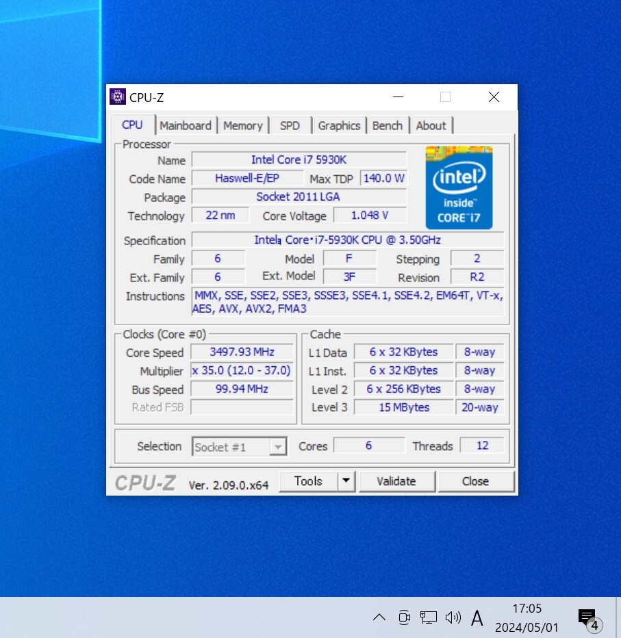 CPU Intel Core i7 5930K 3.5GHz 6コア12スレッド Haswell-E LGA2011-3 PCパーツ インテル 動作確認済みの画像3