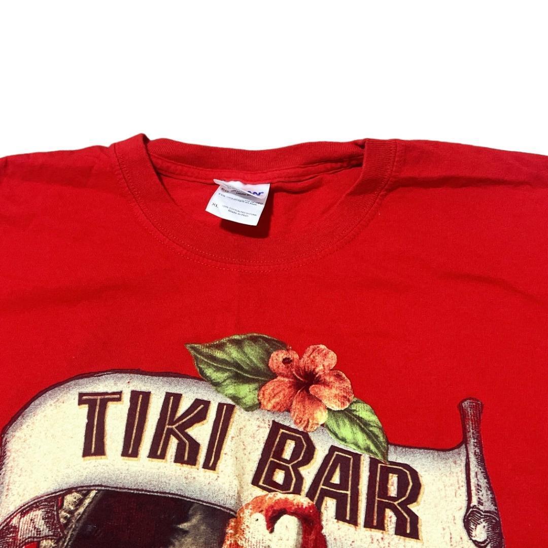 US古着 半袖Tシャツ TIKI BAR オウム カクテル 南国 e56 XL相当