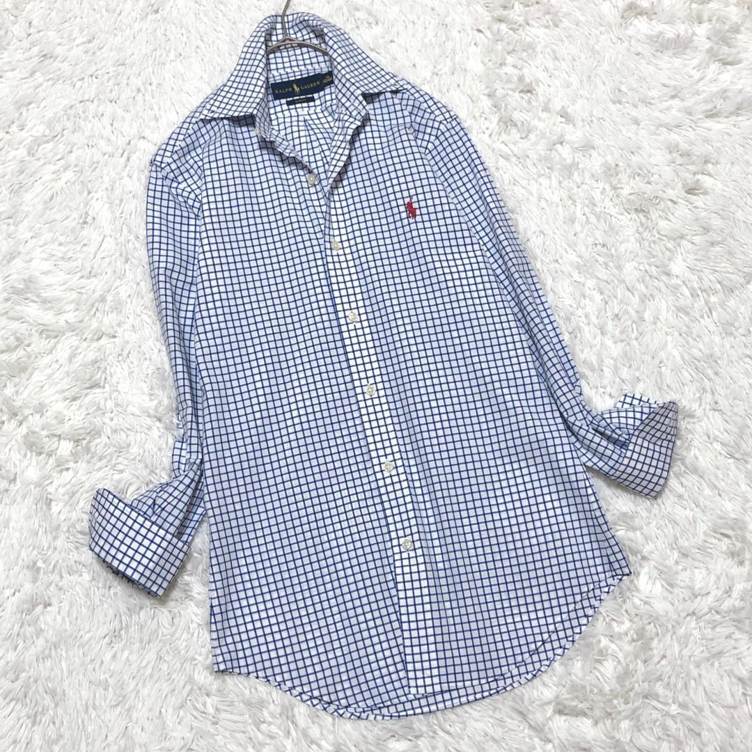 ラルフローレン BD長袖シャツ 青白チェック SLIMFIT ポニー刺繍 ラルフローレン BD長袖シャツ 青白チェック SLIMFIT ポニー刺繍
