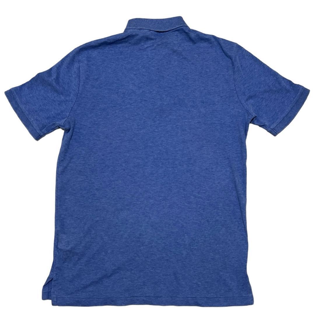ポロラルフローレン 半袖ポロシャツ 無地ブルー ポニー刺繍 夏物古着h17 M相当_画像2