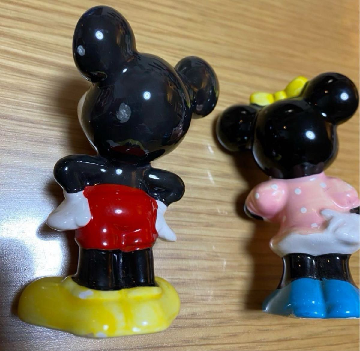 ミッキー　ミニー　白兎　陶器置物　パイカットアイ　1980年代 ディズニー ミッキーマウス ミニー ミッキー レトロ