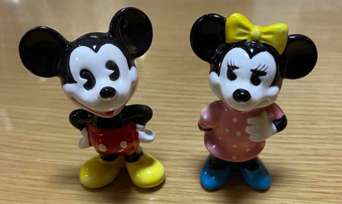 ミッキー ミニー 白兎 陶器置物 パイカットアイ 1980年代 ミッキー ミニー 白兎 陶器置物 パイカットアイ 1980年代