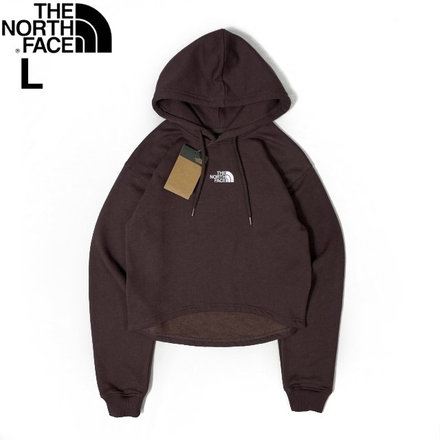 売切り【正規新品】THE NORTH FACE◆W EVOLUTION HI LO HOODIE プルオーバー パーカー US限定 ショート丈 ロゴ刺繍(L)茶 181130-10_画像3