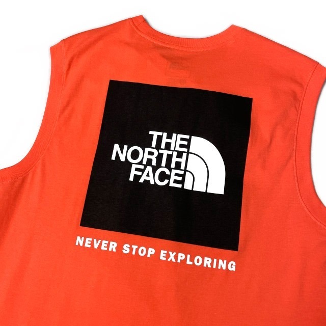 売切り【正規新品】THE NORTH FACE BOX NSE TANK タンクトップ Tシャツ US限定 ボックスロゴ グラフィック コットン(S)オレンジ 180903-15_画像4