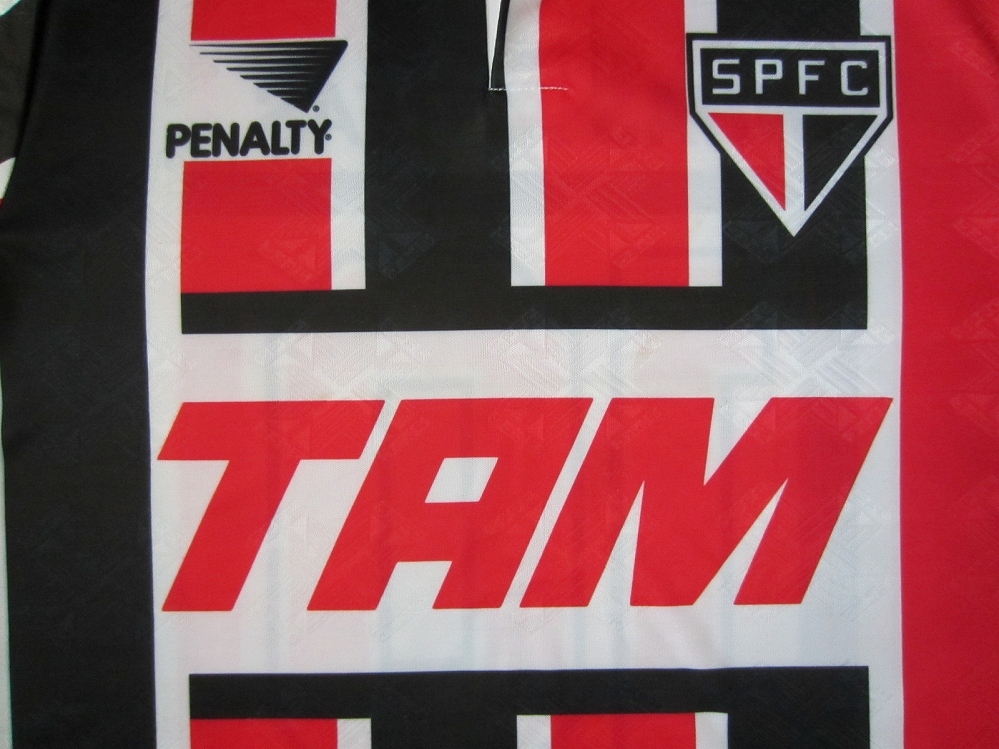 90's ブラジル製 サンパウロFC 1995 アウェイPENALTY #10 半袖 ユニフォームMサッカー Sao Paulo Futebol Clubeシャツ ジャージ レオナルド_画像5