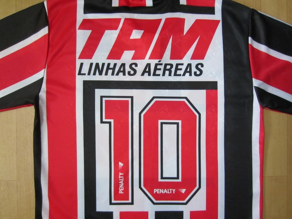 90's ブラジル製 サンパウロFC 1995 アウェイPENALTY #10 半袖 ユニフォームMサッカー Sao Paulo Futebol Clubeシャツ ジャージ レオナルド_画像6