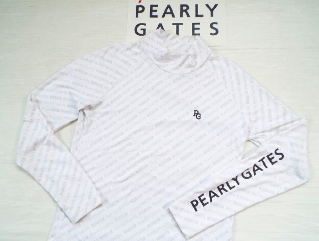 ★美品★PEARLY GATES パーリーゲイツ / PG89 ロゴプリント総柄 モックネック インナーシャツ / サイズ４_画像7