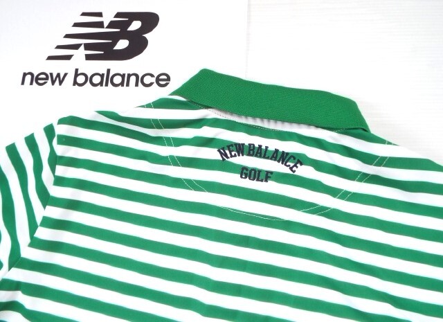 ★超美品★New Balance golf ニューバランス ゴルフ / NBG ボーダー ポロシャツ 吸水速乾 UVケア / サイズ４の画像5